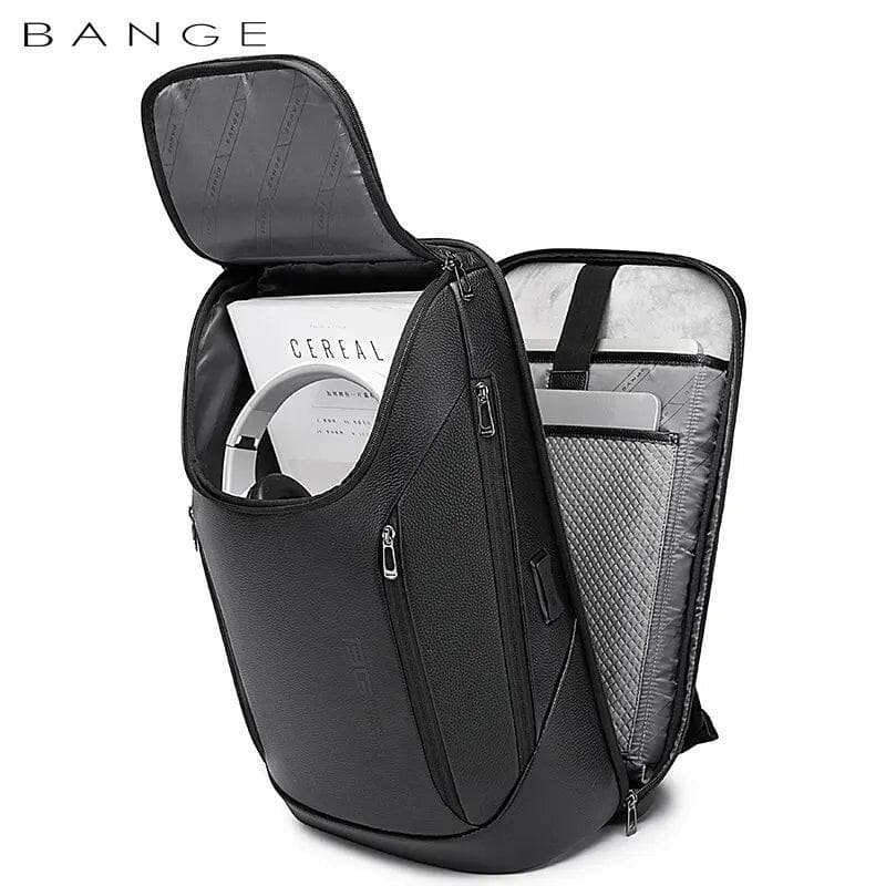 Sac à Dos en Cuir Véritable Bange BG091 | Port USB Intégré 4