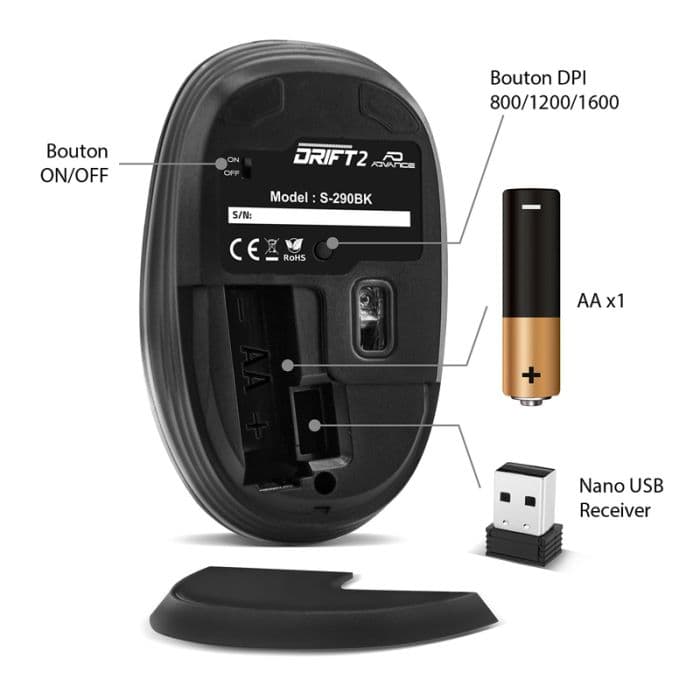 Souris Sans Fil ADVANCE Drift 2 - Noir 4