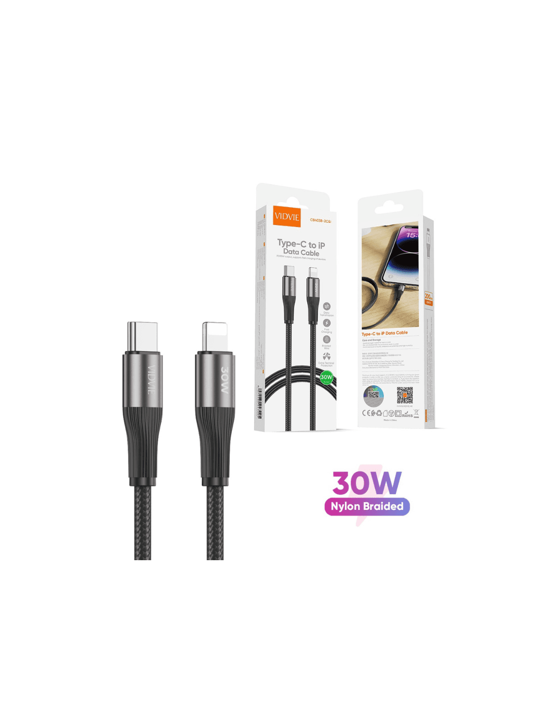 Cable Vidvie Type-C Vers Lightning 2M / 30W 2