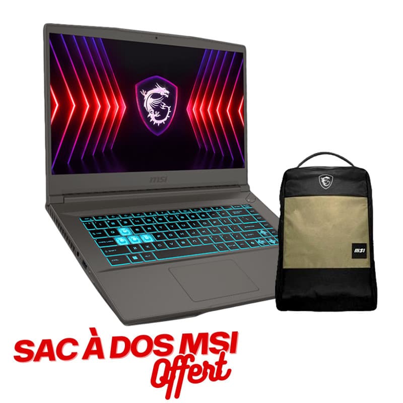 Pc Portable Gamer MSI Thin 15 B13U | i5-13420H | RTX 2050 4G | 8 Go | 512 Go SSD | Plus Sac à dos MSI Offert
