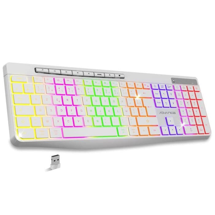 Clavier Gamer Sans Fil ADVANCE R-TYPE CLA-310 RGB - Blanc