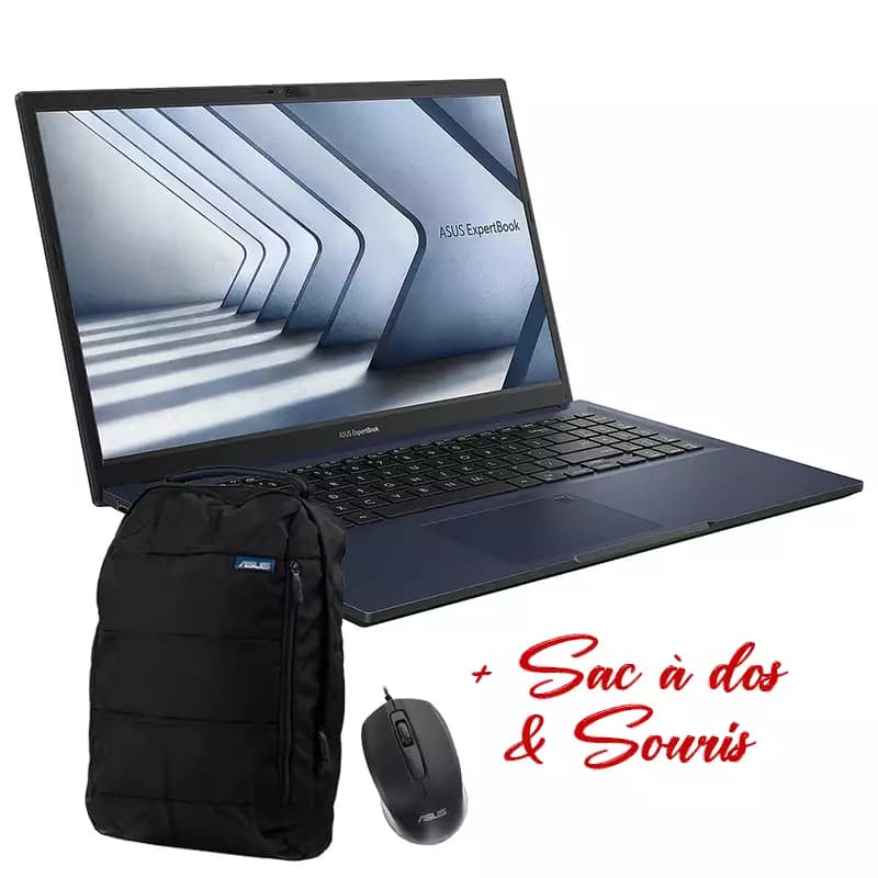 Pc Portable Asus ExpertBook B1 B1502CVA | i7-1355U | 16 Go | 512 Go SSD | Étoile noire Avec Souris et Sac à Dos